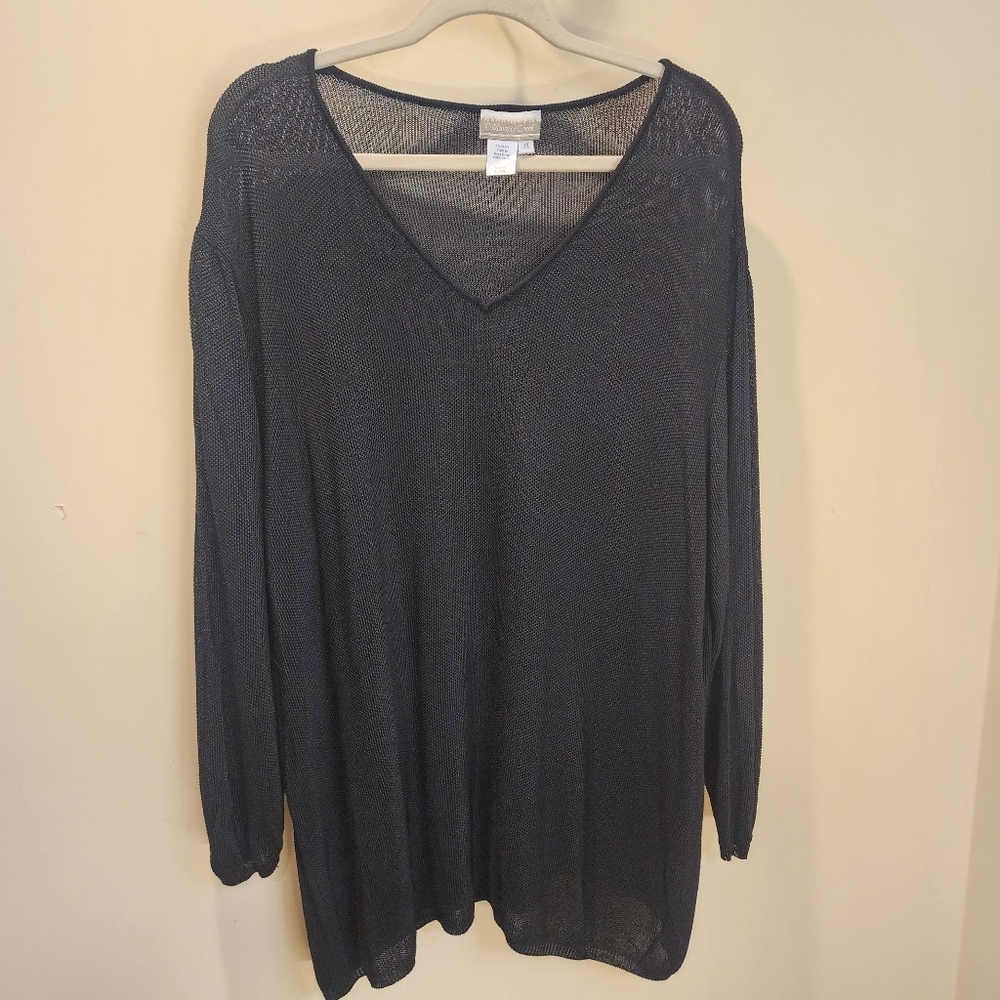 COLDWATER CREEK Women's Black V-Neck  knit Sweater Plus Size 3X